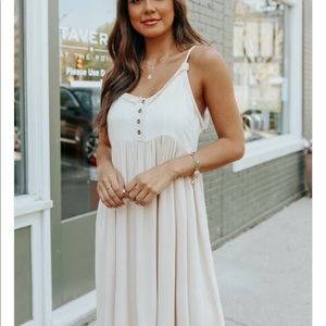 Umgee vneck button down contrast oatmeal dress med